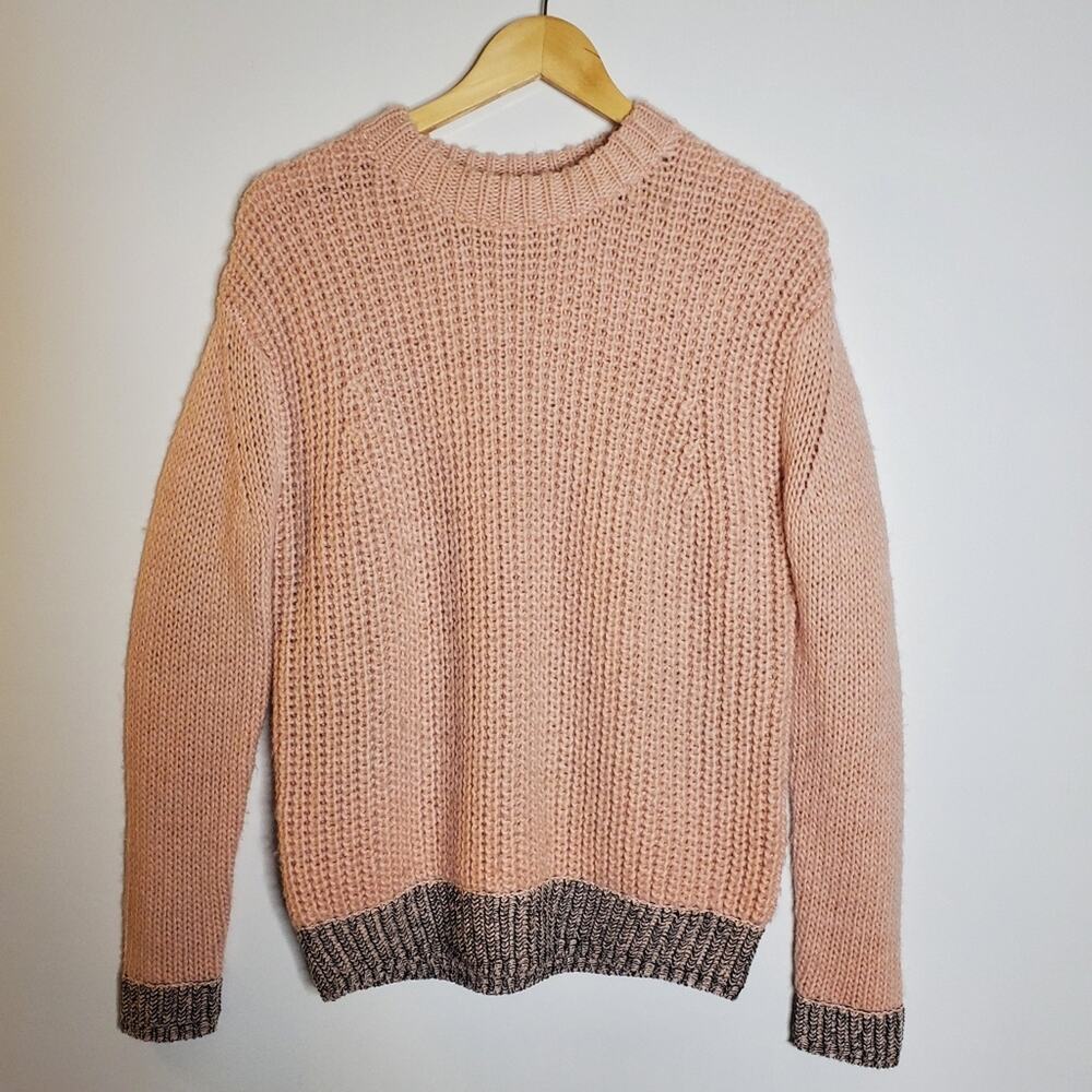 Kate Spade Saturday Pink/Grey Marled loose Knit Pull over sweater Size Small